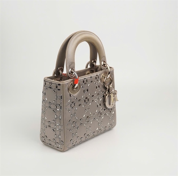 Túi Dior lady màu xám đính cườm size mini +