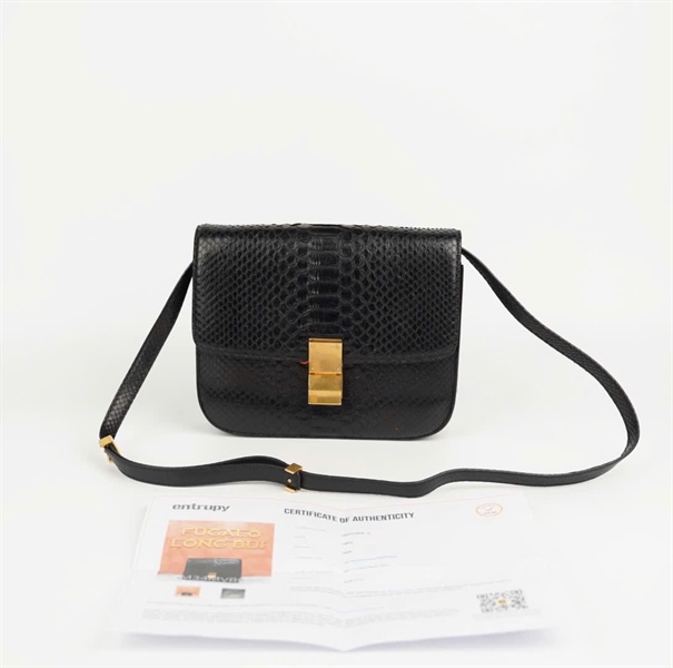 Túi Celine Classic Box Lizard da trăn màu đen size 23 KG+