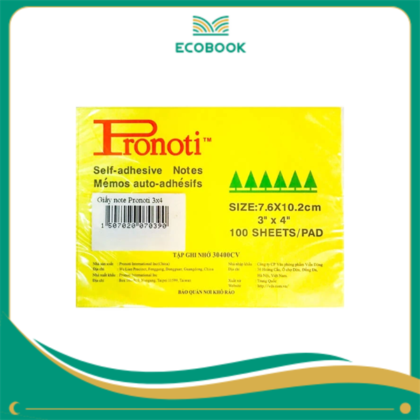 Giấy note Pronoti 3 x 4 màu vàng