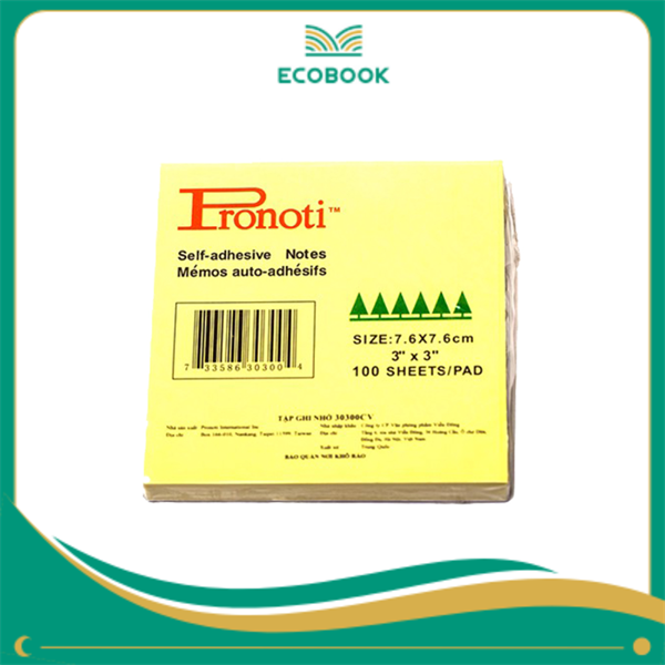 Giấy note Pronoti 3 x 3 màu vàng