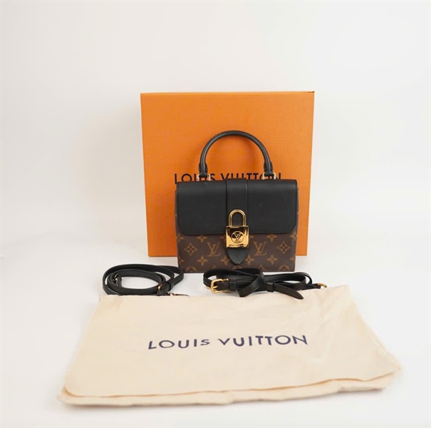Túi LV locky nắp đen phối hoa nâu size 20 (BQ) KG+
