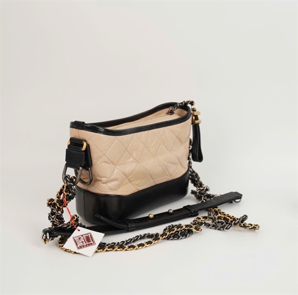 Túi Chanel Gab màu nude phối viền đen (25455169) Size 20 KG+