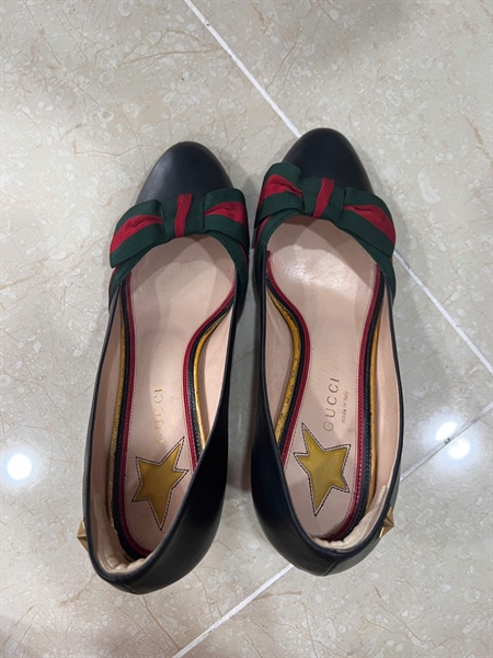 Giày GG Ophidia màu đen ngôi sao sz37.5 cao 7p KG +