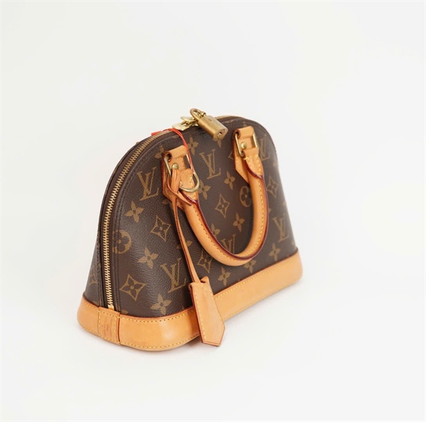 Túi LV Alma hoa nâu viền vàng có ổ + chìa (AA3196) sz 22 +