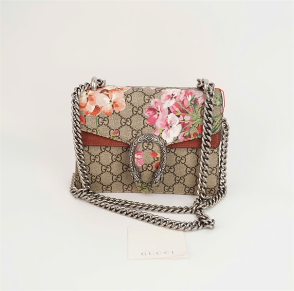 Túi GG đầu rồng xám hoa size 20 (TB) +