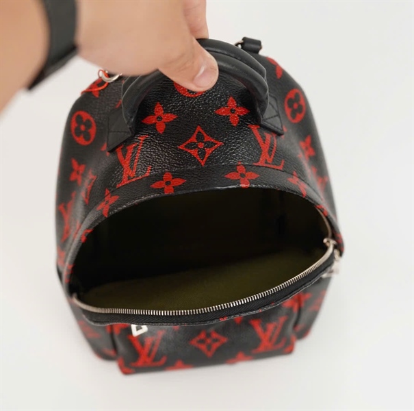 Balo LV hoa đỏ nền đen size mini (BQ) (code FL4176) KG+