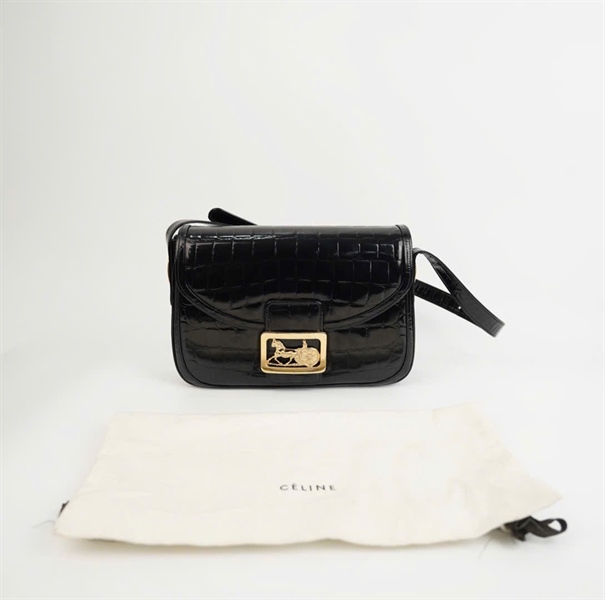 Túi Celine Horse vân đen sz25 KG +