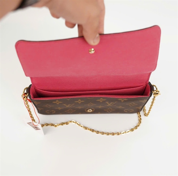 Túi LV Pochette hoa nâu in hình size 20 (BQ) KG+