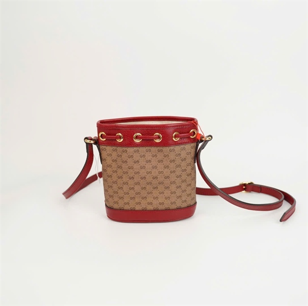 Túi GG dây rút nâu viền đỏ in doraemon size 14 (BQ) KG+