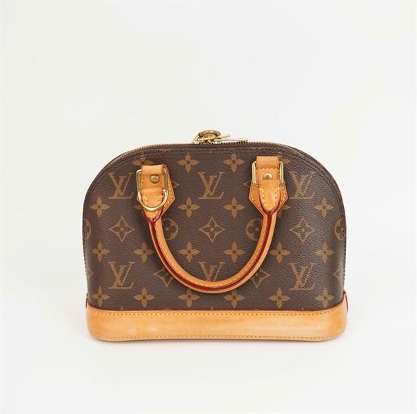 Túi LV Alma hoa nâu viền vàng có ổ + chìa (AA3196) sz 22 +