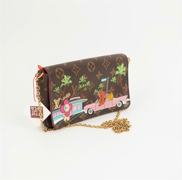 Túi LV Pochette hoa nâu in hình size 20 (BQ) KG+