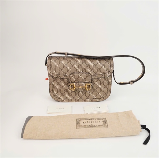 Túi GG 1955 màu xám kèm nút bấm sz 24 +