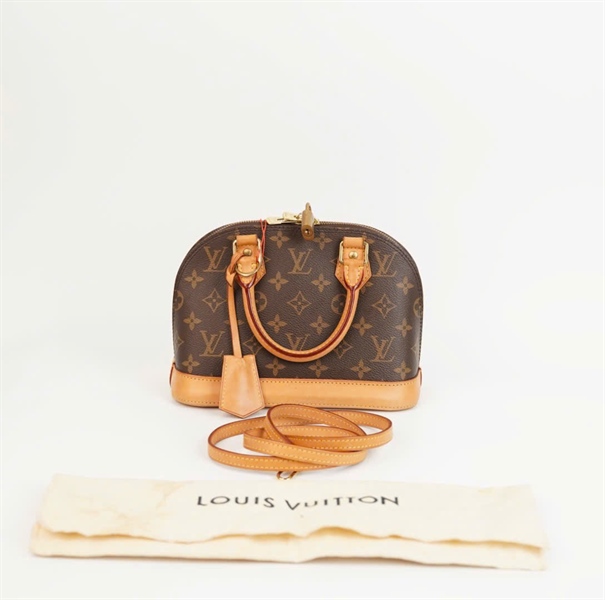 Túi LV Alma hoa nâu viền vàng có ổ + chìa (AA3196) sz 22 +