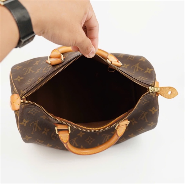 Túi LV xách tay hoa nâu sz 30 +