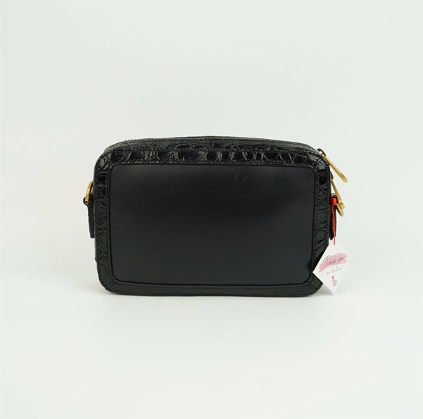 Túi GG đen viền da cá sấu size 23 KG+