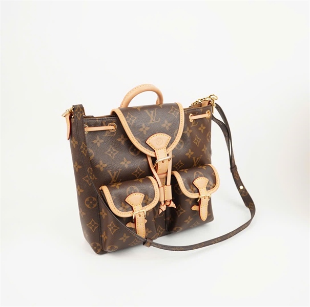 Balo LV hoa nâu có 2 strap sz23 +