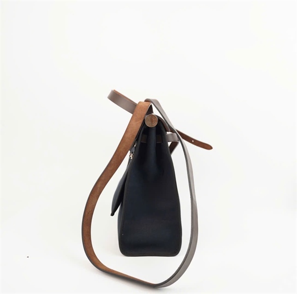 Túi Hermes Herbag Zip nắp nâu nền xanh đen kèm ví size 31 +