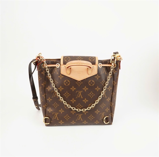 Balo LV hoa nâu có 2 strap sz23 +