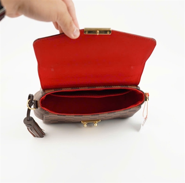 Túi LV Croisette ô vuông nâu có tua rua sz24 +