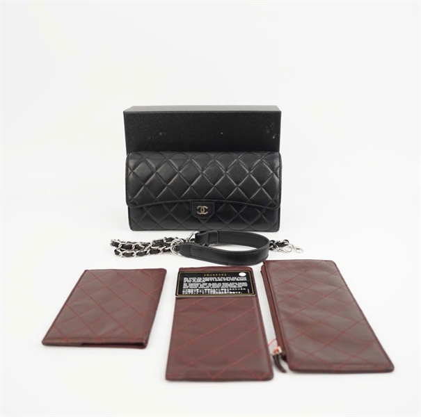 Ví Chanel (sét 4 món) màu đen có lót form sz22 +