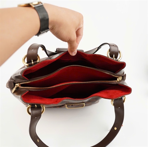 Túi LV ô vuông nâu lòng đỏ sz40 +