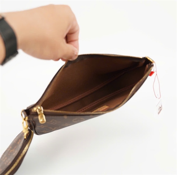 Túi LV hoa nâu kèm ví tròn sz24 +