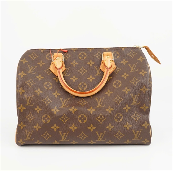 Túi LV xách tay hoa nâu sz 30 +