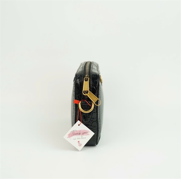 Túi GG đen viền da cá sấu size 23 KG+