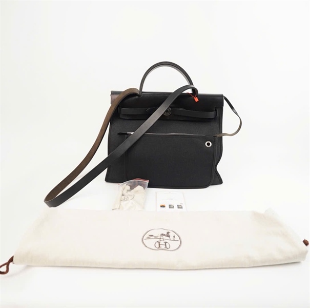 Túi Hermes Herbag Zip đen kèm ví size 31 +