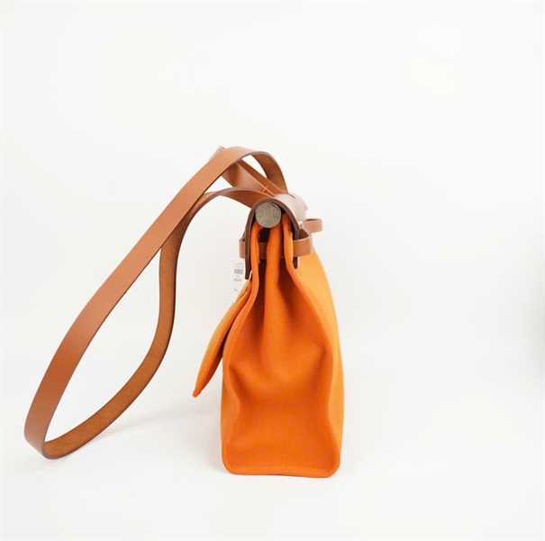 Túi Hermes Herbag Zip nắp nâu nền xanh lá kèm ví size 31 +