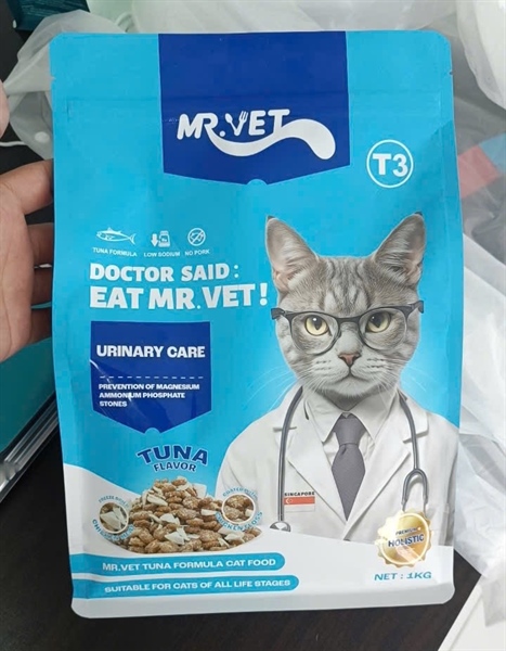 HẠT MR. VET T3 TỐT CHO MÈO TIẾT NIỆU BỔ SUNG CÁ HỒI, CÁ NGỪ 1KG.