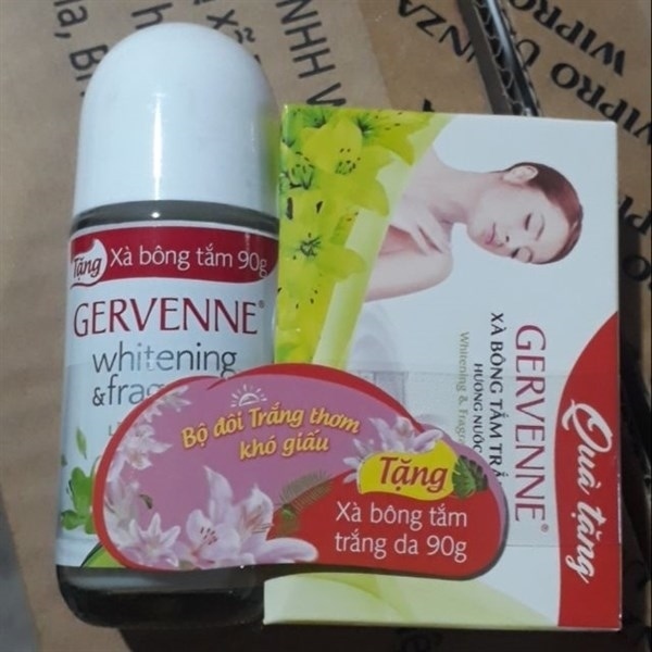 Lăn Khử Mùi Gervenne Trắng Da Hương Nước Hoa 50Ml + Xà Bông Tắm 90G