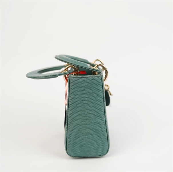 Túi Dior Lady da trăn màu xanh sz mini +