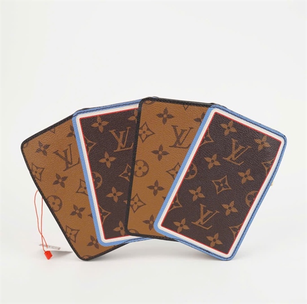 Túi LV Pochette Cartes Clutch Game màu trắng phối hoa nâu +