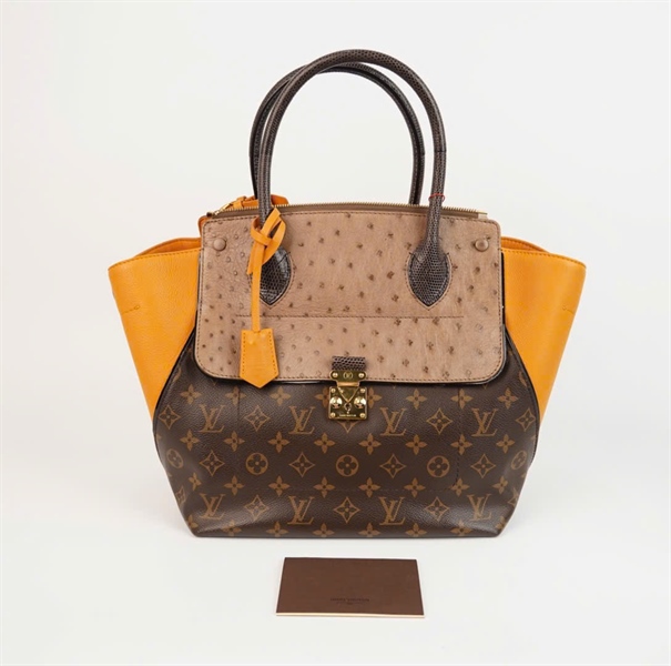 Túi LV Edition Limited da đà điểu phối hoa nâu sz32 +