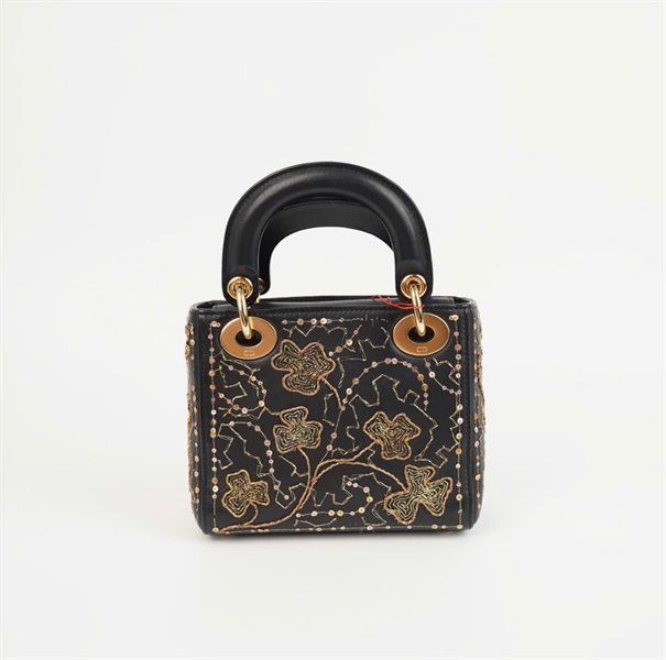 Túi Dior Lady đen đính cườm sz mini +