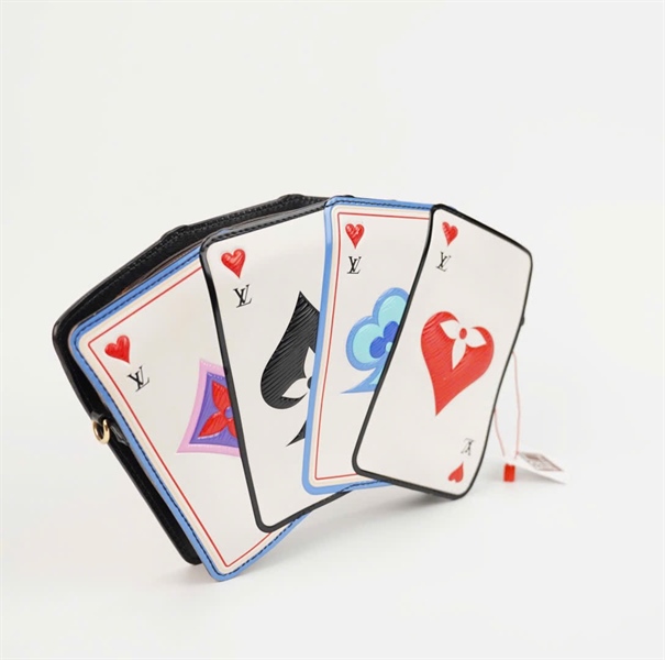 Túi LV Pochette Cartes Clutch Game màu trắng phối hoa nâu +