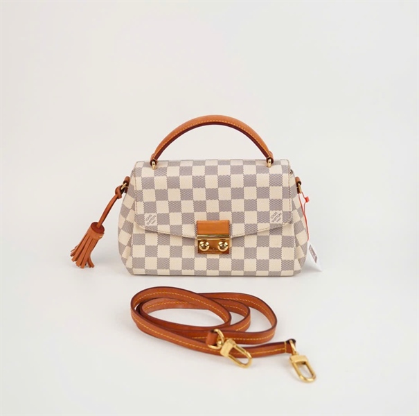 Túi LV Croisette ô vuông xám sz24 +