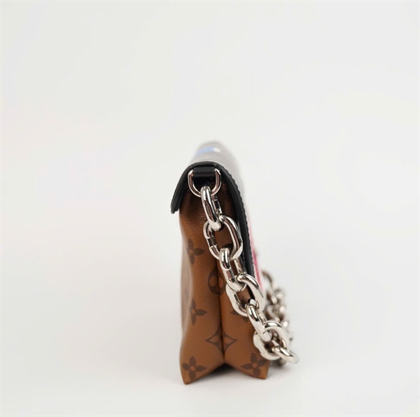 Túi LV Handle in hình đôi mắt màu đen phối hoa nâu sz20 +