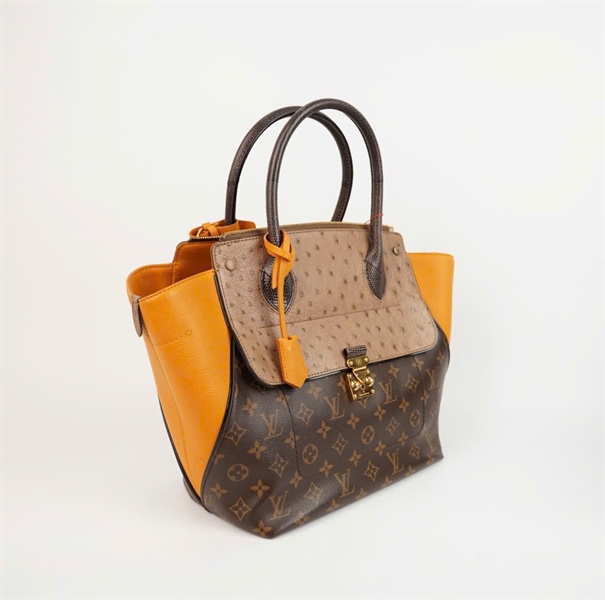 Túi LV Edition Limited da đà điểu phối hoa nâu sz32 +