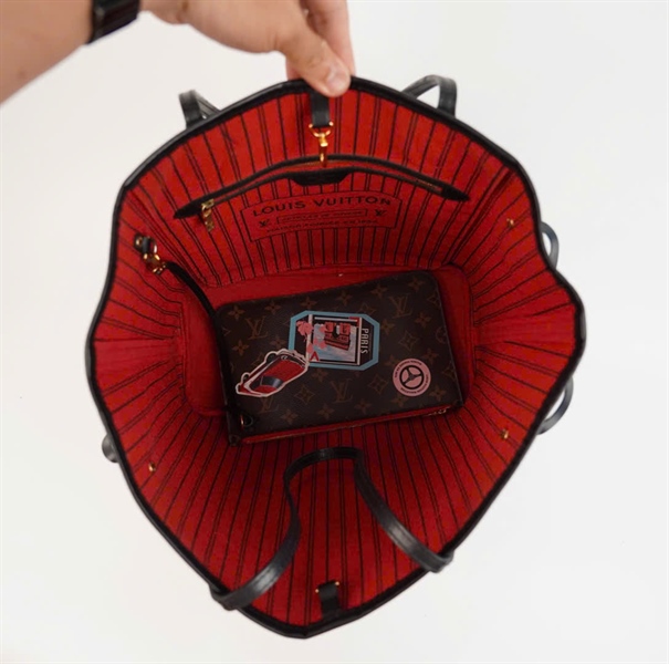 Túi LV Neverfull hoa nâu in hình kèm ví (AR4146) sz32 +