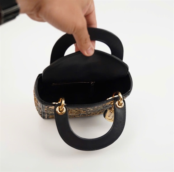 Túi Dior Lady đen đính cườm sz mini +