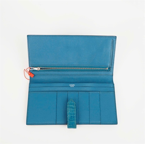 Ví Hermes da trăn màu xanh +