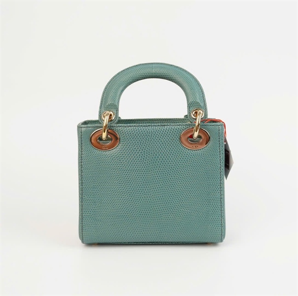 Túi Dior Lady da trăn màu xanh sz mini +