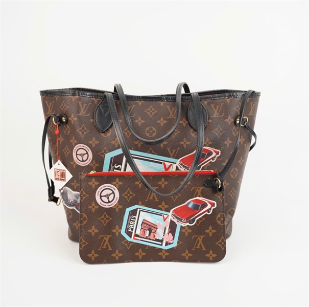 Túi LV Neverfull hoa nâu in hình kèm ví (AR4146) sz32 +