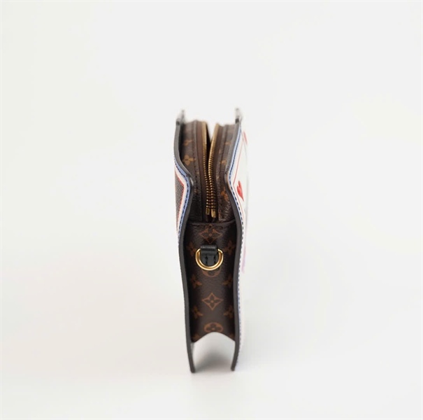 Túi LV Pochette Cartes Clutch Game màu trắng phối hoa nâu +