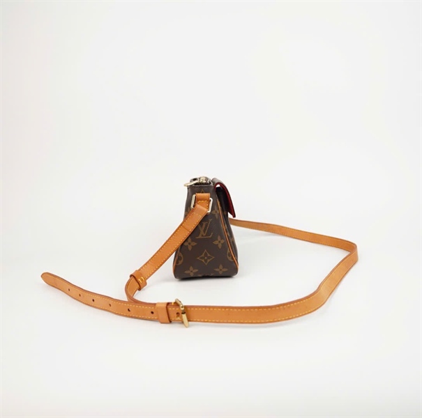 Túi LV đeo chéo hoa nâu lòng đỏ sz18 +