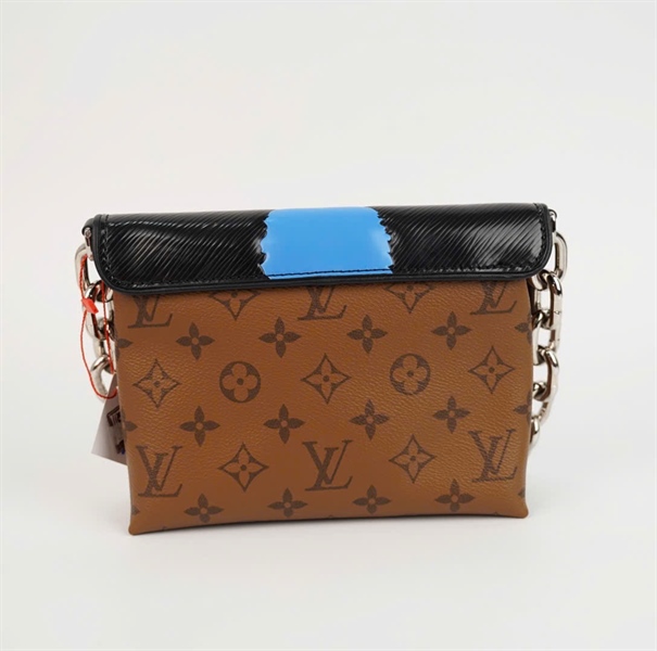 Túi LV Handle in hình đôi mắt màu đen phối hoa nâu sz20 +