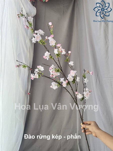 Đào rừng kép - phấn - Hoa cành dài - Hoa Lụa Vân Vượng