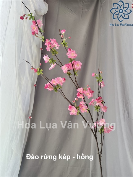 Đào rừng kép - hồng - Hoa cành dài - Hoa Lụa Vân Vượng